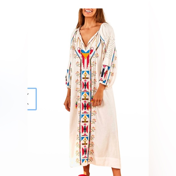 FARM Rio Dresses & Skirts - Farm Rio NWT XL macaw tassel tie embroidered maxi dress